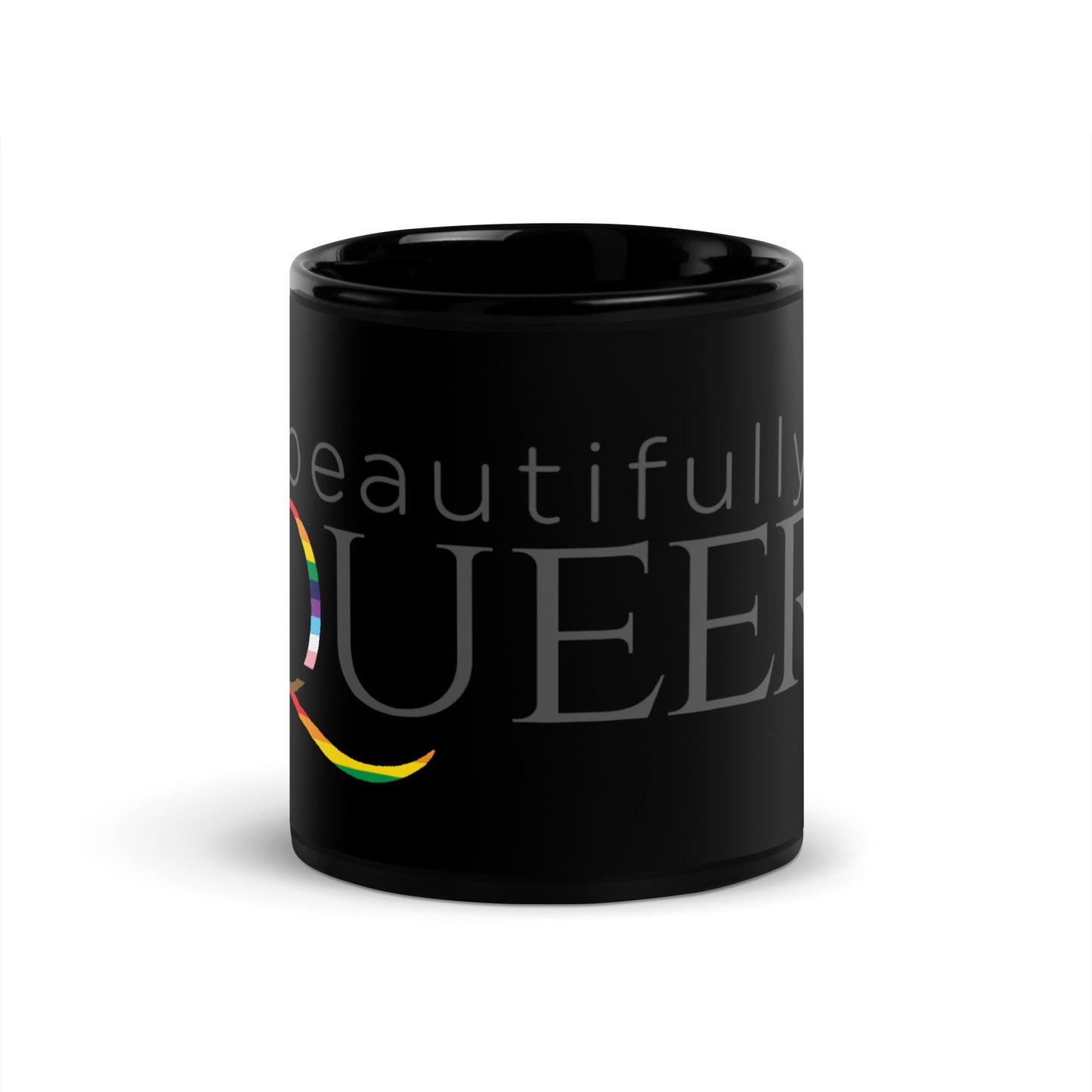 BEAUTIFULLY QUEER (**SINGLE LOGO**) Black Glossy Mug