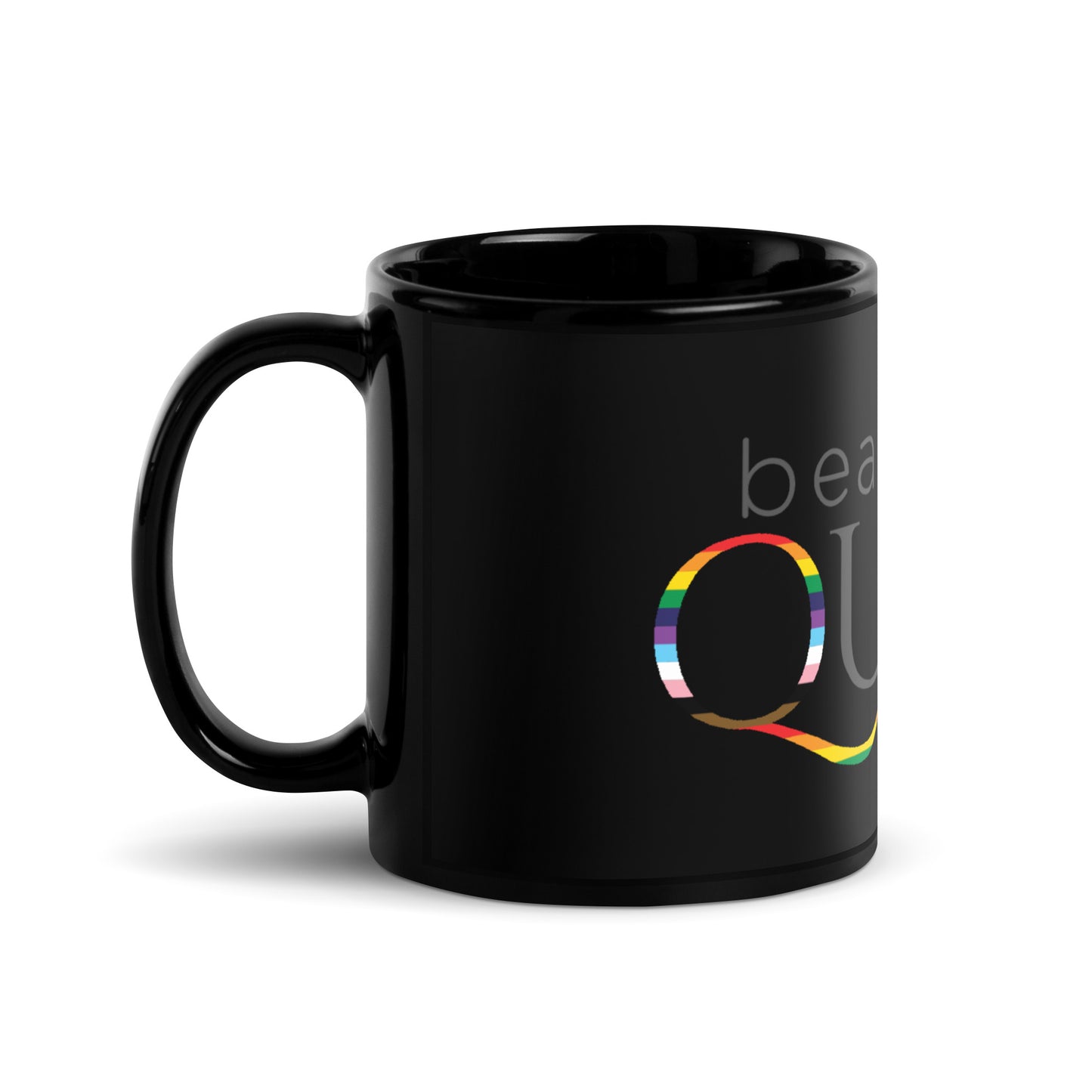 BEAUTIFULLY QUEER (**SINGLE LOGO**) Black Glossy Mug
