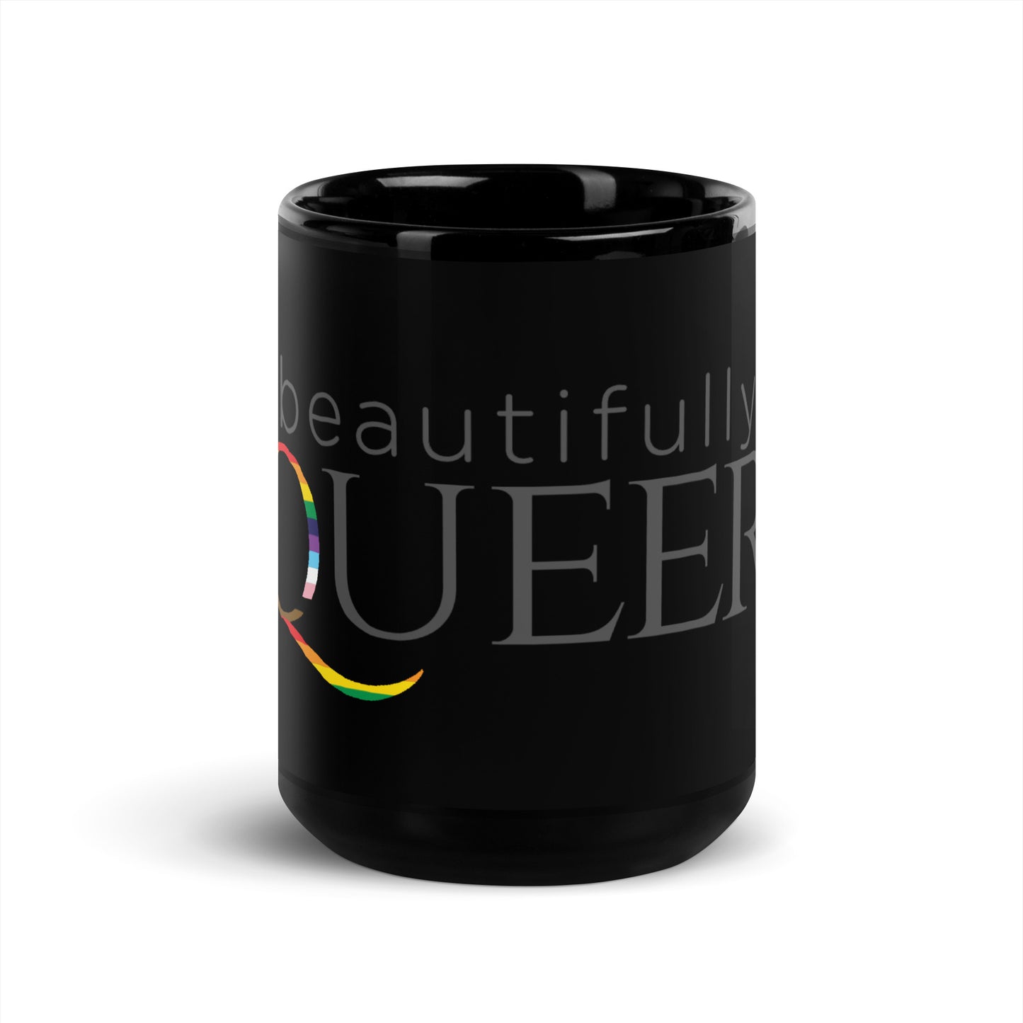 BEAUTIFULLY QUEER (**SINGLE LOGO**) Black Glossy Mug