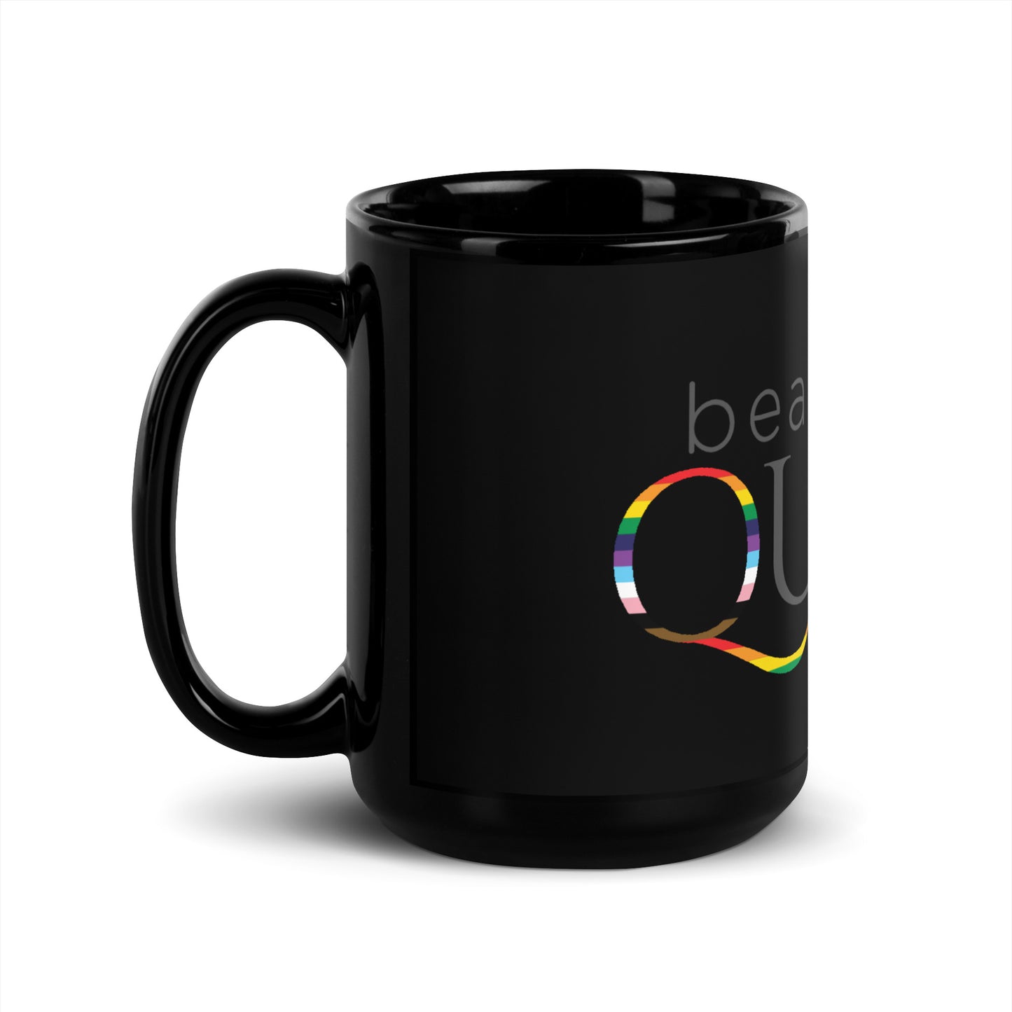 BEAUTIFULLY QUEER (**SINGLE LOGO**) Black Glossy Mug